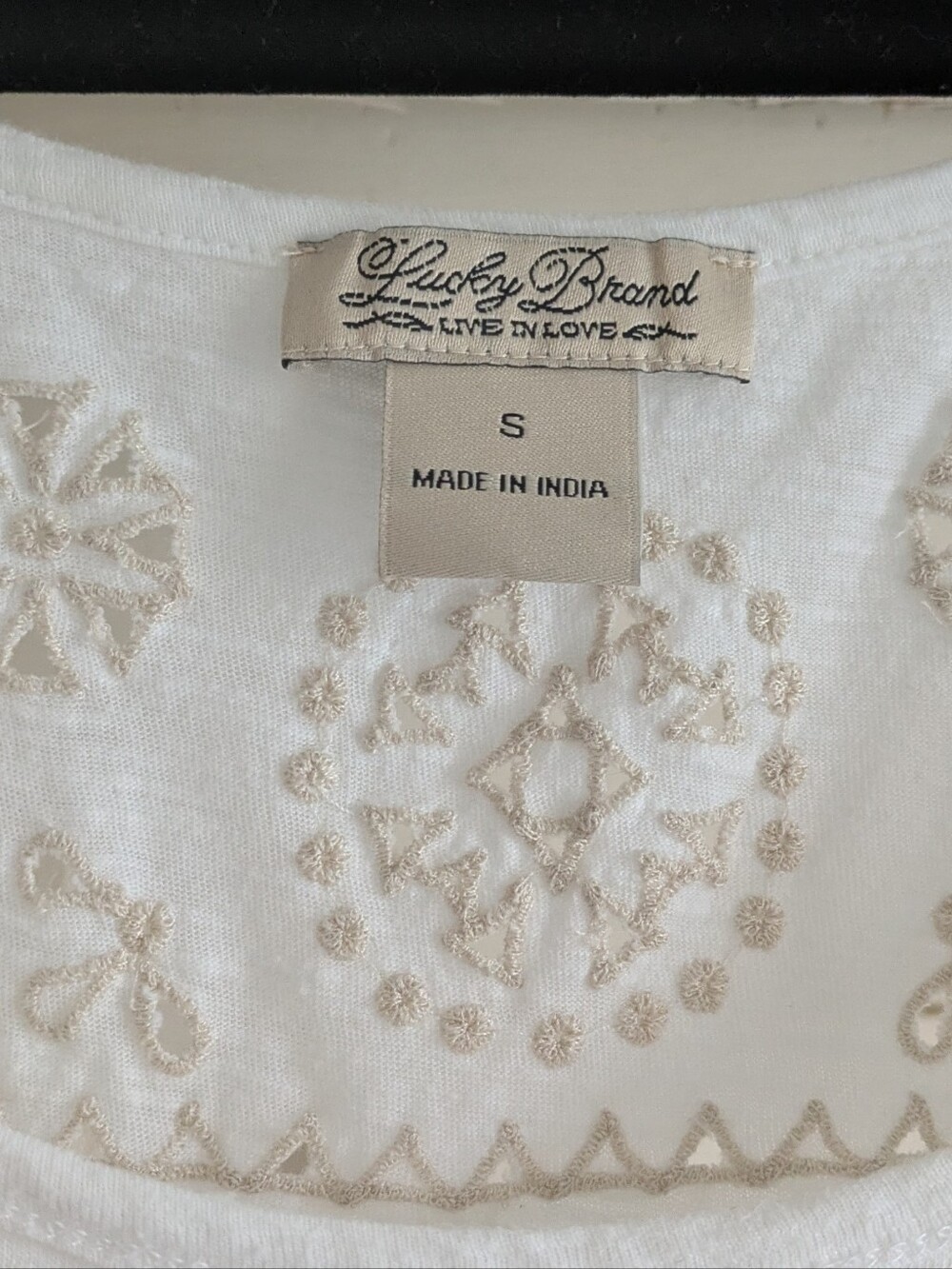 Lucky Brand White Embroidered Cotton Tank Top- S - Picture 3 of 4